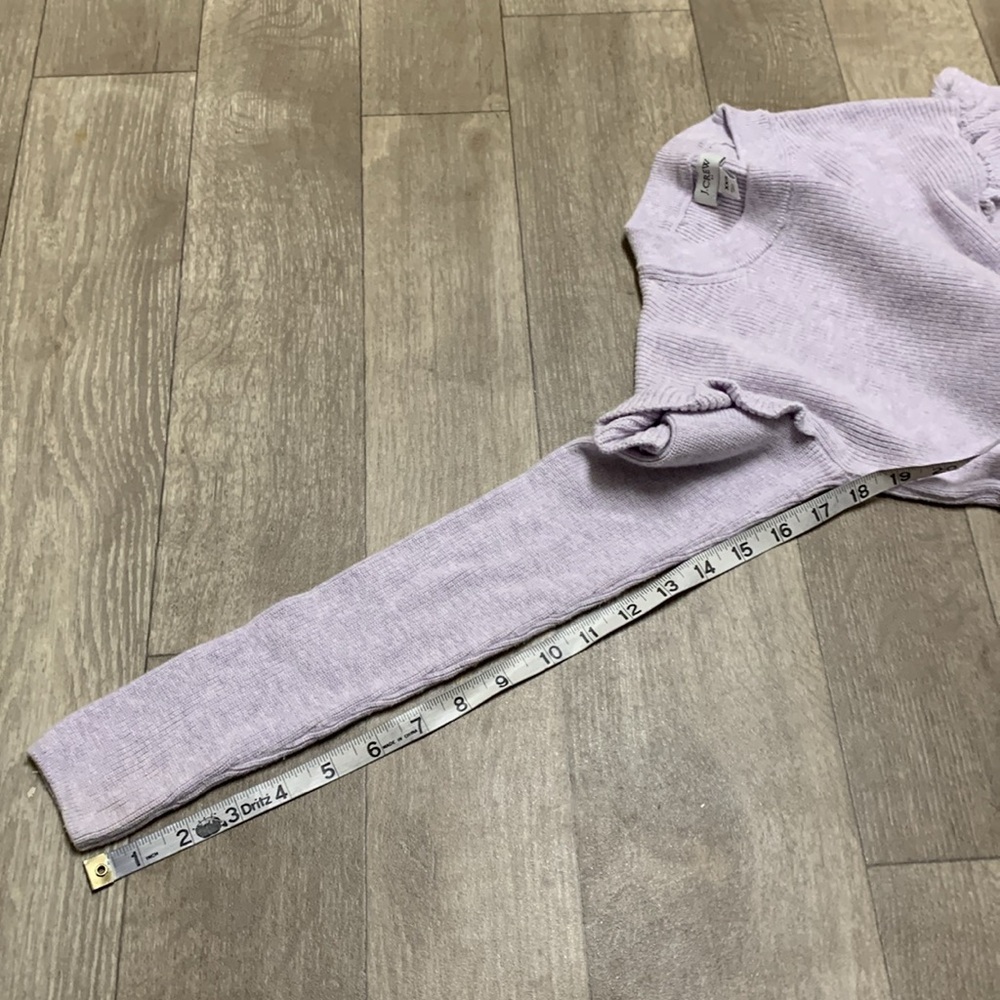Womens J. Crew Lavender Ruffle Long Sleeve Pullover Ribbed Sweater‎ - Picture 7 of 8